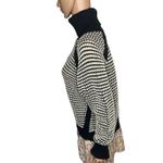 Cleobella womens Madison Knit Sweater Black/Ivory size Small Cotton Turtleneck Photo 12
