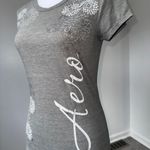 Aeropostale Baby Fit Gray Graphic Tee Size L Floral Logo Slim Fit Y2K 2000s Photo 1