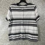 Classic Elements  Gray Striped Button Front Top - Size 20/22W - Women's Plus Size Photo 0