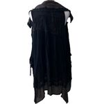 ctf international szS black&grey lace trim boho coverup w/pockets snap front GUC Black Photo 1