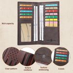 Mens Wallet Long with US Flag, Men's Wallet Leather Bi folding wallet for men- Gifts for Men (Wine Red, Modern) Photo 2