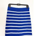 Mango NWT Striped Knitted Midi Skirt Size Medium Blue White Stretch Photo 4