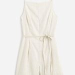Madewell  Sleeveless Square Neck Pleated Romper Italian Ivory Pinstripe US 00 NWT Photo 4