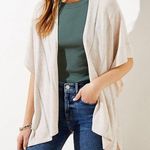 Loft womens size XS/S cardigan lightweight rib striped wrap creme colored new Photo 0