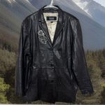 VTG 90S Wilsons Soft leather Pelle Studio Embellished Blazer Jacket Women’s 2x Black Photo 0