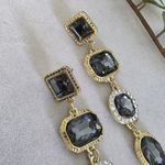 Boutique Statement Long Glam Earrimgs Gold with Smokey Grey Photo 1