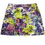 Adrienne Vittadini  Blue Yellow Purple Pink Floral Miniskirt‎ Size 12 Photo 1