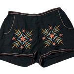 American Eagle  Outfit Black Embroidered Shorts Womens L Boho Festival Casual Photo 0