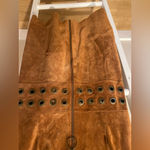 Free People - Brown Suede Leather Eyelet Zip Dress - Size 4 Photo 3