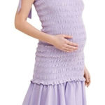 Especia‎ Maternity Lavender Celeste Dress Size M Smocked Flounce Hem Boho Purple Photo 0