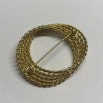 Monet Signed Costume Brooch Pin - Textured Gold Tone Photo 5