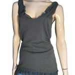 Sisley Vintage Women’s Size L Dark Gray Chiffon Ruffled Long Sweater Tank Top Size L Photo 0