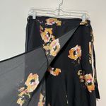 ALC Frank A.L.C.‎ Borden Black Floral Wrap Silk Midi Skirt Size 4 Photo 3