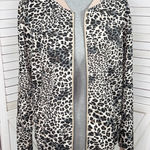 Kori  Leopard Print Lightweight Zip Up Bomber Track Jacket Tan Black Medium Photo 0