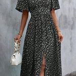 SheIn Floral Cottagecore Boho Midi Dress with Flutter Sleeves Photo 0