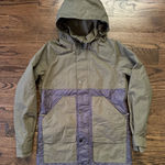 B by Burton Women's Jacket XS Olive Green Black Hooded Quilted Coat Snowboard Photo 0