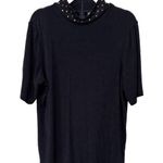Chico's Travelers black knit studded mock neck top, zips up back, no wrinkle Photo 0
