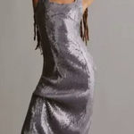 Pilcro  Sequin‎ Slim Midi Dress Blue Gray Large Anthropologie Photo 0