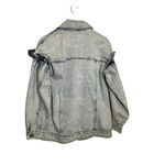 Avec Les Filles  Blue Ruffle Sleeve Oversized Denim Jacket Size XS Photo 4
