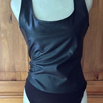 Forever 21  Black Faux Leather Tank Top body suit.  Size Medium. Photo 0