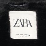 ZARA  Black Faux Leather Faux Fur Collar Shearling Belted Moto Motorcyle Jacket Photo 9