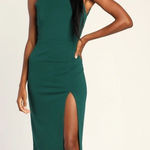 Lulus Never Look Back Hunter Green backless midi dress size medium NWT Photo 0