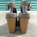 Nature Breeze  (8.5) Gray Perforated Faux Suede Peep Toe Chunky Heel Booties Photo 4