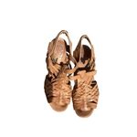 Tory Burch  Nadia Huarache Woven Tan Leather Sandals heels size 5.5 M Photo 1