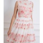 Needle & Thread  Memory Rose Sleeveless Tulle Mini Dress Pink White Size 6 Photo 3