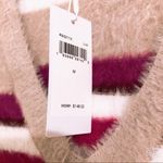 Splendid Striped Plush V-Neck Sweater in Lilac Burgundy, Size M New w/Tag Photo 4