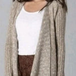 Free People Beached Shell Tan Open Front Cardigan Sweater Wool Blend Photo 0