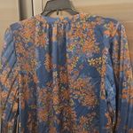 Skies Are Blue 💕💕Long-Sleeve Button-Down Blouse ~ Teal Mustard Print  NWT Photo 9