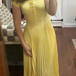 Polo Ralph Lauren Womens Dress 4 Pleat Fit Flare Short Sleeve Midi Butter Yellow Photo 1