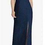 NWT Dessy Collection High Halter Neck Open Back Crepe Gown 16 Midnight Blue Photo 0