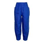 Farm Rio  High Waisted Buttoned Blue Pants, Navy Blue, Small Photo 6