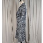 Vintage Knit A Line Button Front Dress Black White Blue Marled Pattern Photo 13