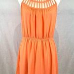 Naked Zebra bright neon orange cutout halter neck sundress size large NWOT Photo 0
