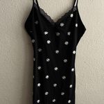Black Lace Trim Spaghetti Straps W/Vintage Daisies Floral Accents S Photo 6