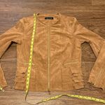 Ivanka Trump Faux Suede Women's Jacket Tan With Gold Hardware Size P (Small) Photo 9
