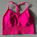 New Balance  Hot Pink Cropped Ribbed Adjustable Sports Bra Tank Top Size XL Photo 0
