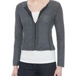 Eileen Fisher  Cropped Jacquard Zip-Front Jacket Cardigan Gray Size Medium Photo 0