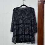 Isaac Mizrahi  Floral Black Lace‎ Trim Button Down Sheer Top Size 2X Photo 5