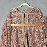 & Other Stories Womens Lace Top Pink‎ M/L Open Front Long Sleeve Crew Neck Formal Dressy Photo 5
