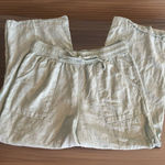 Cynthia Rowley  Capri Pants‎ Womens Linen Wide Leg Pull On Beachy Blue Chambray L Photo 0