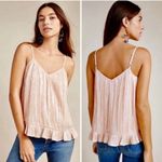 Anthropologie  NWT $98 Pink Champagne Amelie Beaded Sequin Cami Peplum Tank Photo 1