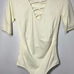 La Winner Cream Half Sleeve Crisscross Detail Body Suit Size M/L Size L Photo 0