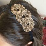 Boutique Gold Tone Metallic Beaded Circle Cluster Headband Photo 0