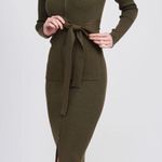 En Saison ribbed faux fur sweater dress Green Size L Photo 1