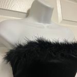 Zaful Black Velour Feather Trim Bodysuit Photo 5