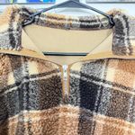 Brown and tan fuzzy quarter zip Photo 2